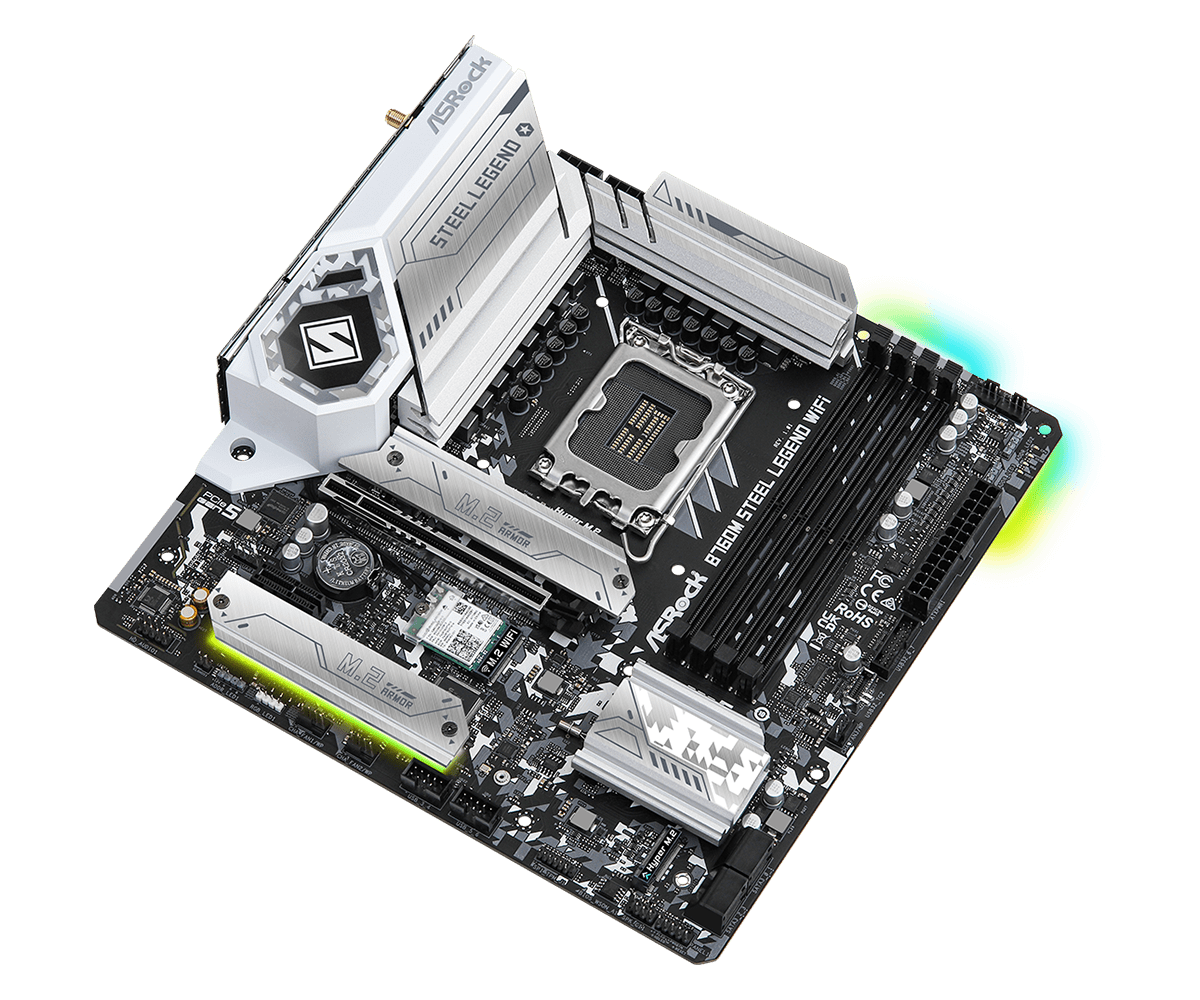 ASRock B860M Steel Legend WiFi Mainboard – Mit DDR5, Thunderbolt 4, 12+1+1+1+1 Power Phase | Für Intel CPUs